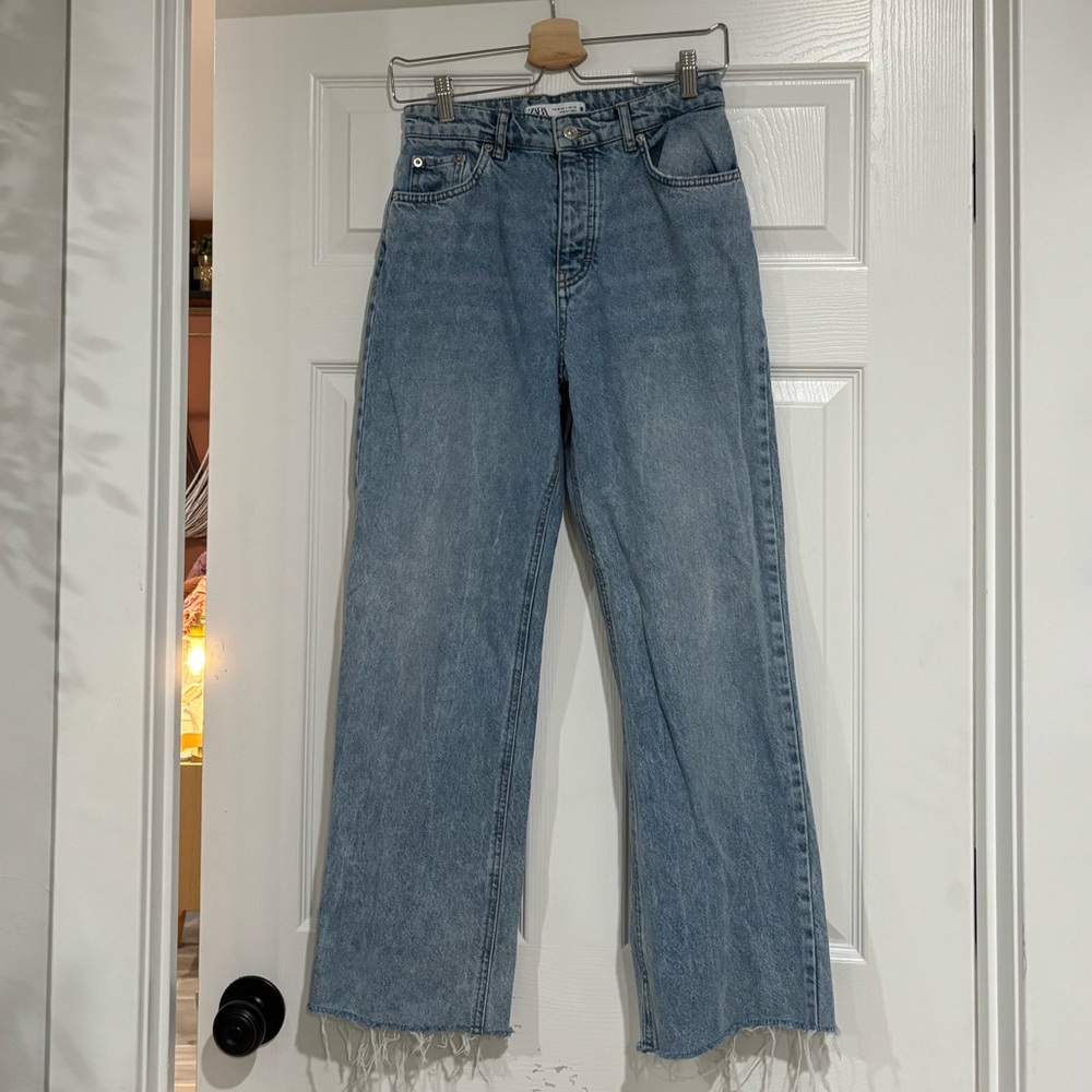 Zara Light Blue Wide Leg Jeans